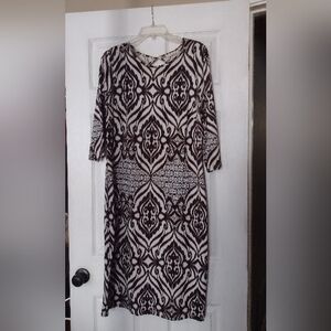 Elegant Black Brown and White Patterned Dress